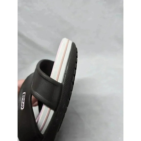 CROCS Cyprus Womens Sz 8 Low Wedge Sandals Brown Pink Criss-Cross Strap Slip On - Picture 6 of 11